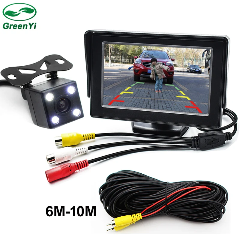 GreenYi 2in1 TFT LCD 2 Video Input 4.3 Inch Car Parking Monitor With Rear View Camera Glass Lens + 6M 10M RCA Video Cable
GreenYi 2in1 TFT LCD 2 Video Input 4.3 Inch Car Parking Monitor With Rear View Camera Glass Lens + 6M 10M RCA Video Cable
