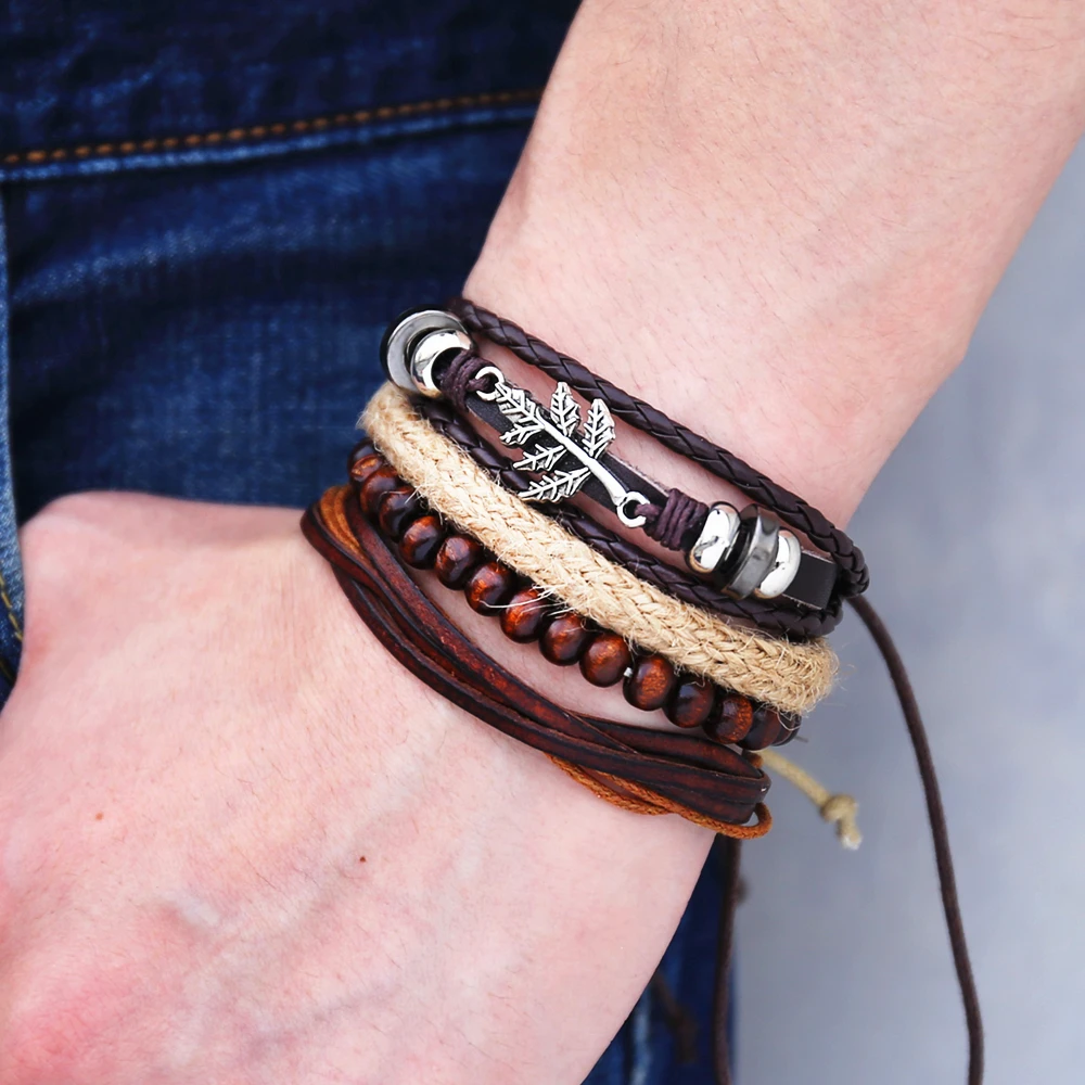 IF ME Vintage Multilayer Adjustable Leaf Leather Bracelets For Men Trendy Wood Beads Rope Braided Bracelet Wrap Jewelry 2018 New
IF ME Vintage Multilayer Adjustable Leaf Leather Bracelets For Men Trendy Wood Beads Rope Braided Bracelet Wrap Jewelry 2018 New