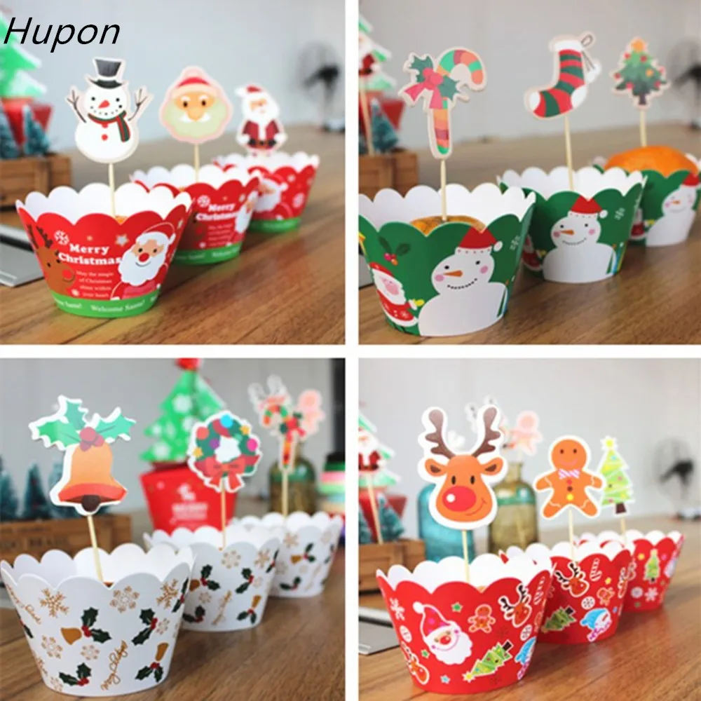 24pcs Christmas Decorations Cupcake Cake Topper Wrappers Picks Happy New Year Navidad 2018 Kids Party Favors Cake Decor Supplies
24pcs Christmas Decorations Cupcake Cake Topper Wrappers Picks Happy New Year Navidad 2018 Kids Party Favors Cake Decor Supplies