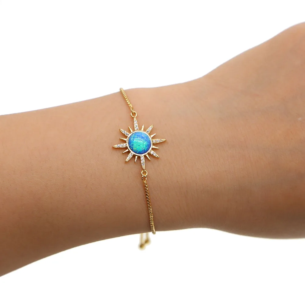 gold filled blue fire opal sun charm bracelet summer beach jewelry design for women girl top quality adjust box chain fashion
gold filled blue fire opal sun charm bracelet summer beach jewelry design for women girl top quality adjust box chain fashion