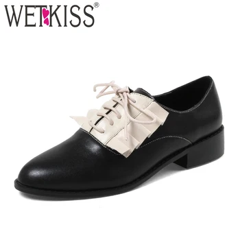 WETKISS Autumn Thick Heels Women Flats Round Toe Cow Leather Shoes Flat Sole Shoes Ruffles Footwear Fashion Casual Girl Shoes
WETKISS Autumn Thick Heels Women Flats Round Toe Cow Leather Shoes Flat Sole Shoes Ruffles Footwear Fashion Casual Girl Shoes