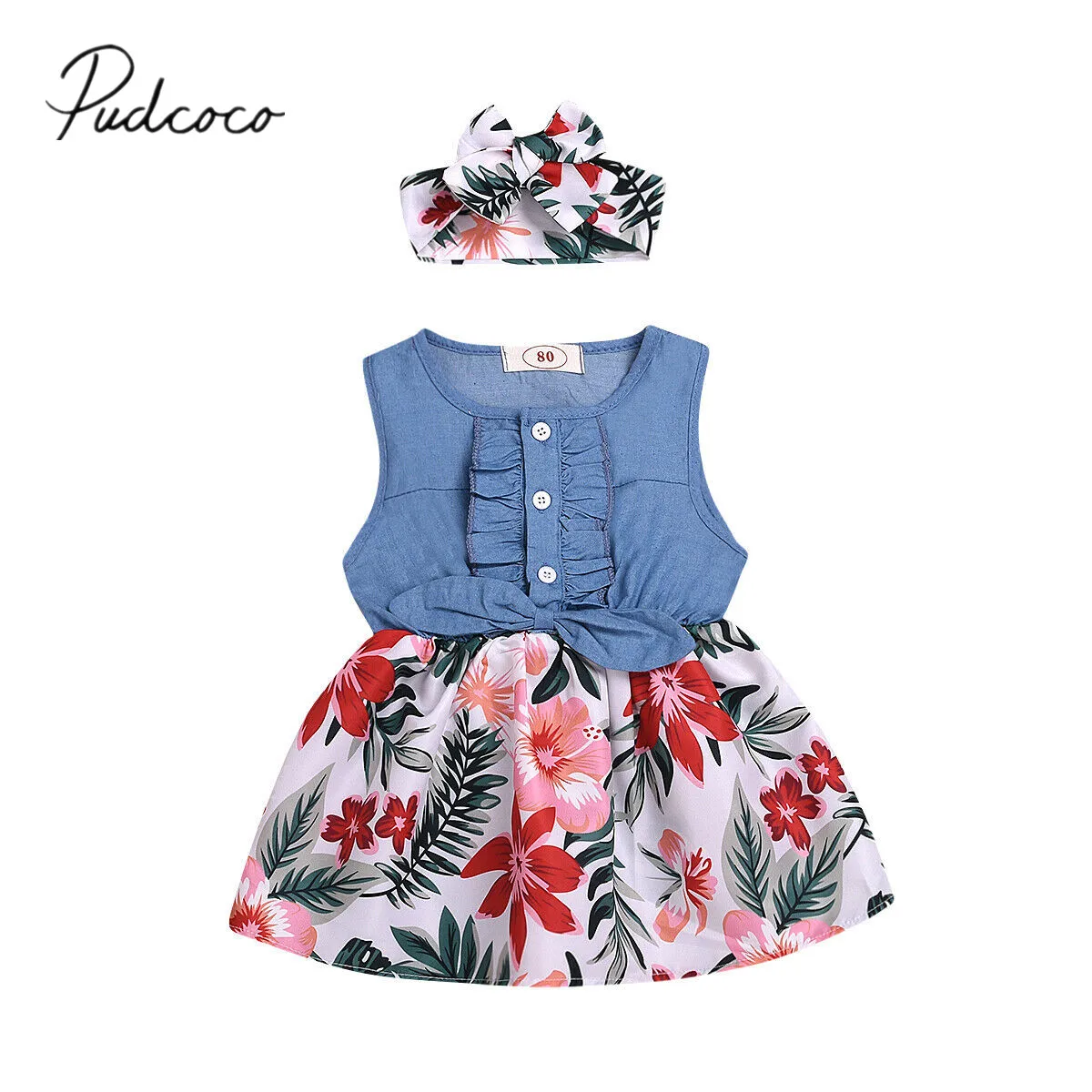2019 Baby Summer Clothing 1-6Y Infant Kids Baby Girls Sleeveless Floral Dress Headband Toddler Button Denim Patchwork Sundress
2019 Baby Summer Clothing 1-6Y Infant Kids Baby Girls Sleeveless Floral Dress Headband Toddler Button Denim Patchwork Sundress