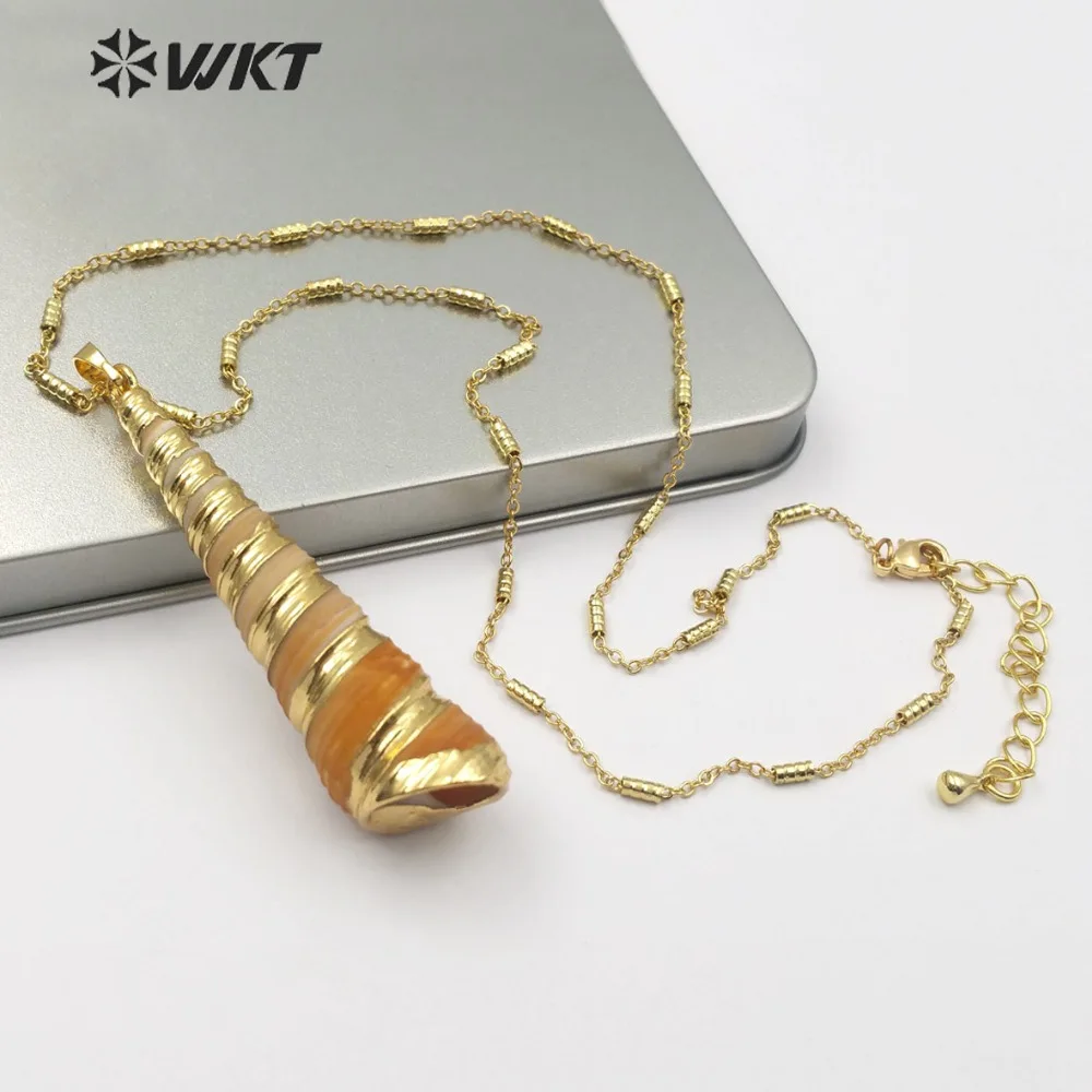 WT-JN074 Shell Necklace Brown&White Color Trumpet Shell With Gold Trim Pendant Summer Beach Jewelry Women Fashion Necklace
WT-JN074 Shell Necklace Brown&White Color Trumpet Shell With Gold Trim Pendant Summer Beach Jewelry Women Fashion Necklace