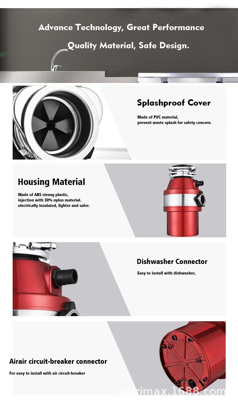 Creative Kitchen Waste Processor Food Waste Dispose High Power Stainless Steel Cutter Head Garbage Disposal Kitchen Appliances Creative Kitchen Waste Processor Food Waste Dispose High Power Stainless Steel Cutter Head Garbage Disposal Kitchen Appliances