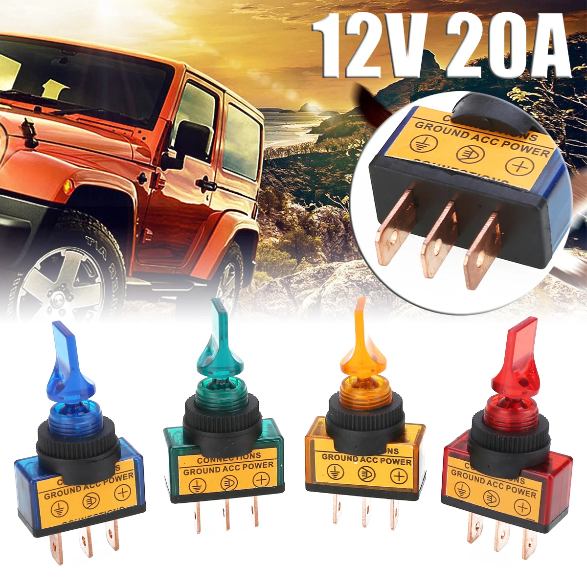 4pcs/set 12V 20A LED Toggle Rocker Switch 3 Pin On/Off SPST For Car Boat Marine LED Rocker Switch Red Green Blue Orange
4pcs/set 12V 20A LED Toggle Rocker Switch 3 Pin On/Off SPST For Car Boat Marine LED Rocker Switch Red Green Blue Orange