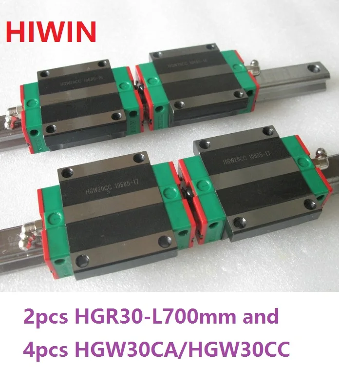 

2pcs 100% original Hiwin linear guide rail HGR30 -L 700mm + 4pcs HGW30CA HGW30CC flange carriage block for cnc router