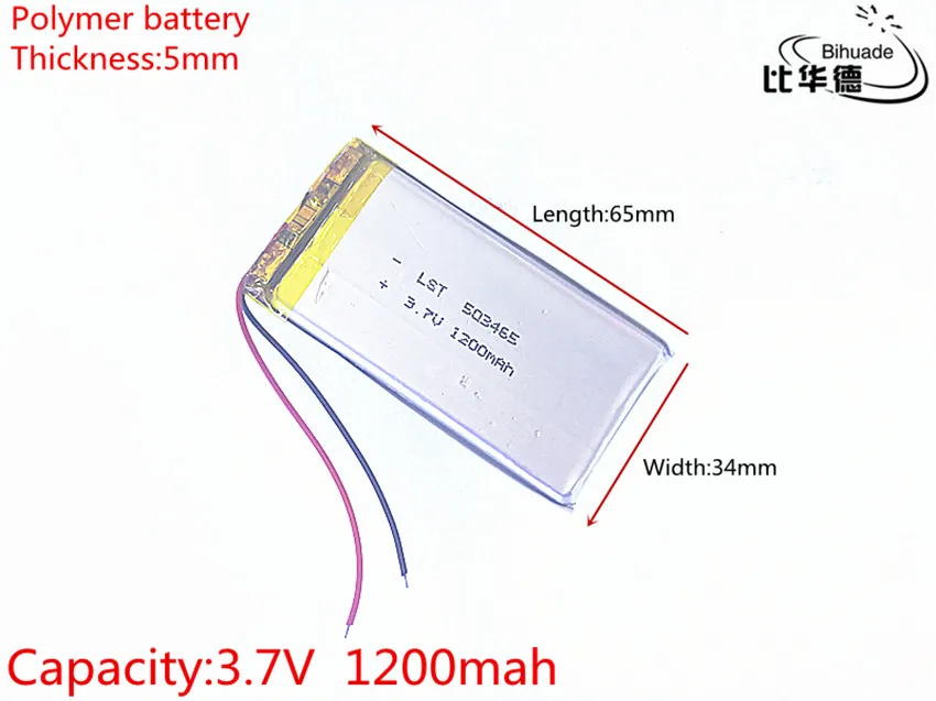 Liter energy battery 1pcs/lot Polymer 1200mah 3.7V 503465 smart home Li-ion battery for dvr GPS mp3 mp4
Liter energy battery 1pcs/lot Polymer 1200mah 3.7V 503465 smart home Li-ion battery for dvr GPS mp3 mp4