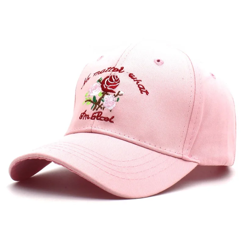 black baseball cap with rose