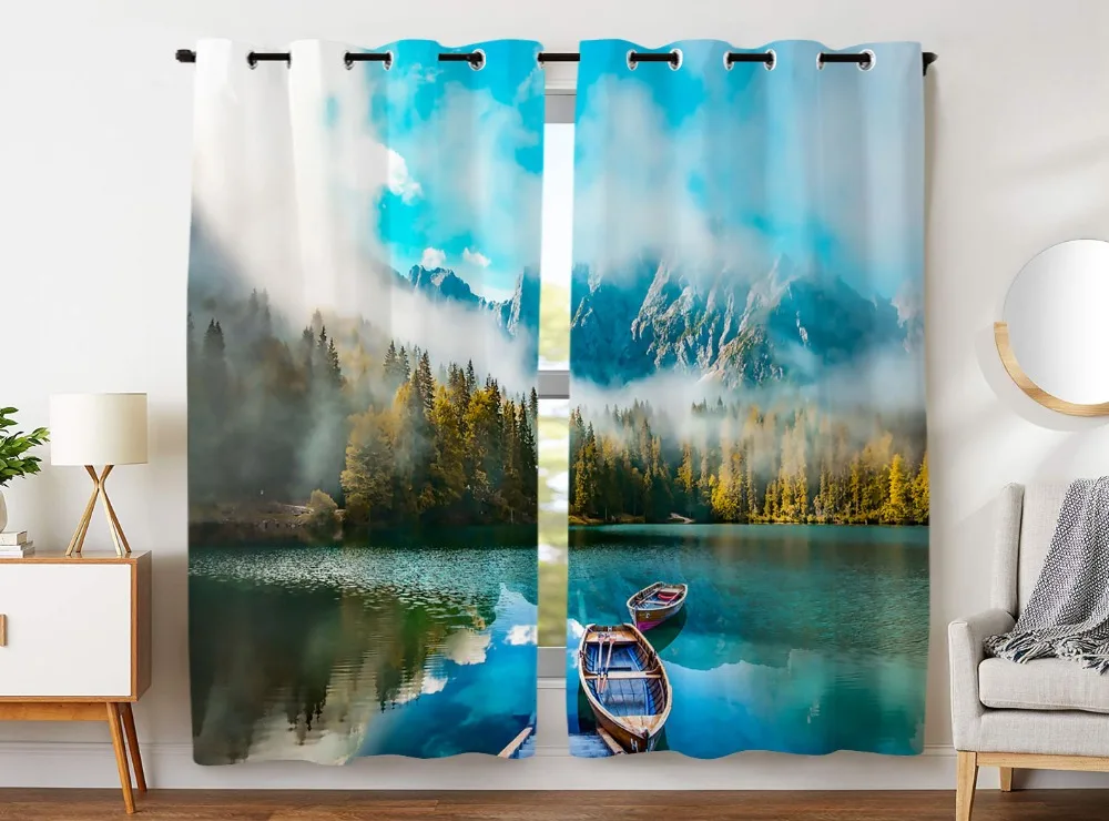HommomH Curtains (2 Panel) Grommet Top Darkening Blackout Room Beautiful Lake Boat Forest Snow Mountain
HommomH Curtains (2 Panel) Grommet Top Darkening Blackout Room Beautiful Lake Boat Forest Snow Mountain