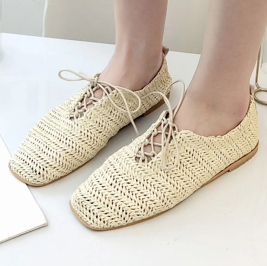 Women Muller sandal Lazy Square Head Woven Shoes Casual Flat lace up straw Sandals 2019 summer beach weave Breathable Shoes
Women Muller sandal Lazy Square Head Woven Shoes Casual Flat lace up straw Sandals 2019 summer beach weave Breathable Shoes