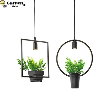 

Potted Plant Pendant Light Creative Lampshade Modern Flower Growing Herbs lustre LukLoy Babylon Home Decor iron LED E27 hanglamp