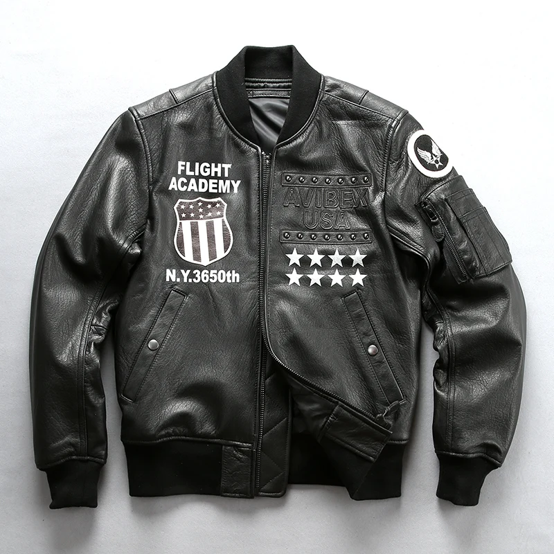 2018 Men's Air Force Flight Jacket Genuine Leather Jacket Men Motorcycle real leather Coat Rivet Bomber Jacket Baseball jacket
2018 Men's Air Force Flight Jacket Genuine Leather Jacket Men Motorcycle real leather Coat Rivet Bomber Jacket Baseball jacket