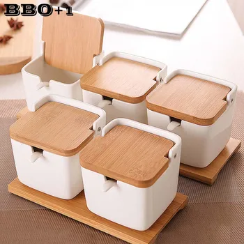 Kitchen Spice Pot Porcelain Sugar Salt Storage Pepper Jars Container Lid Spoon Box Ceramic Bamboo Cover Condiment Seasoning Rack
Kitchen Spice Pot Porcelain Sugar Salt Storage Pepper Jars Container Lid Spoon Box Ceramic Bamboo Cover Condiment Seasoning Rack