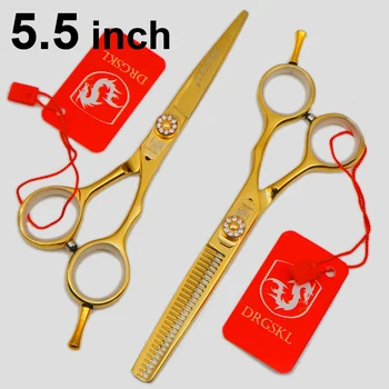 DRGSKL gold professional barber hair hairdressing scissors, 5.5 INCH hair cut scissors high quality, salo hair thinning shears
DRGSKL gold professional barber hair hairdressing scissors, 5.5 INCH hair cut scissors high quality, salo hair thinning shears