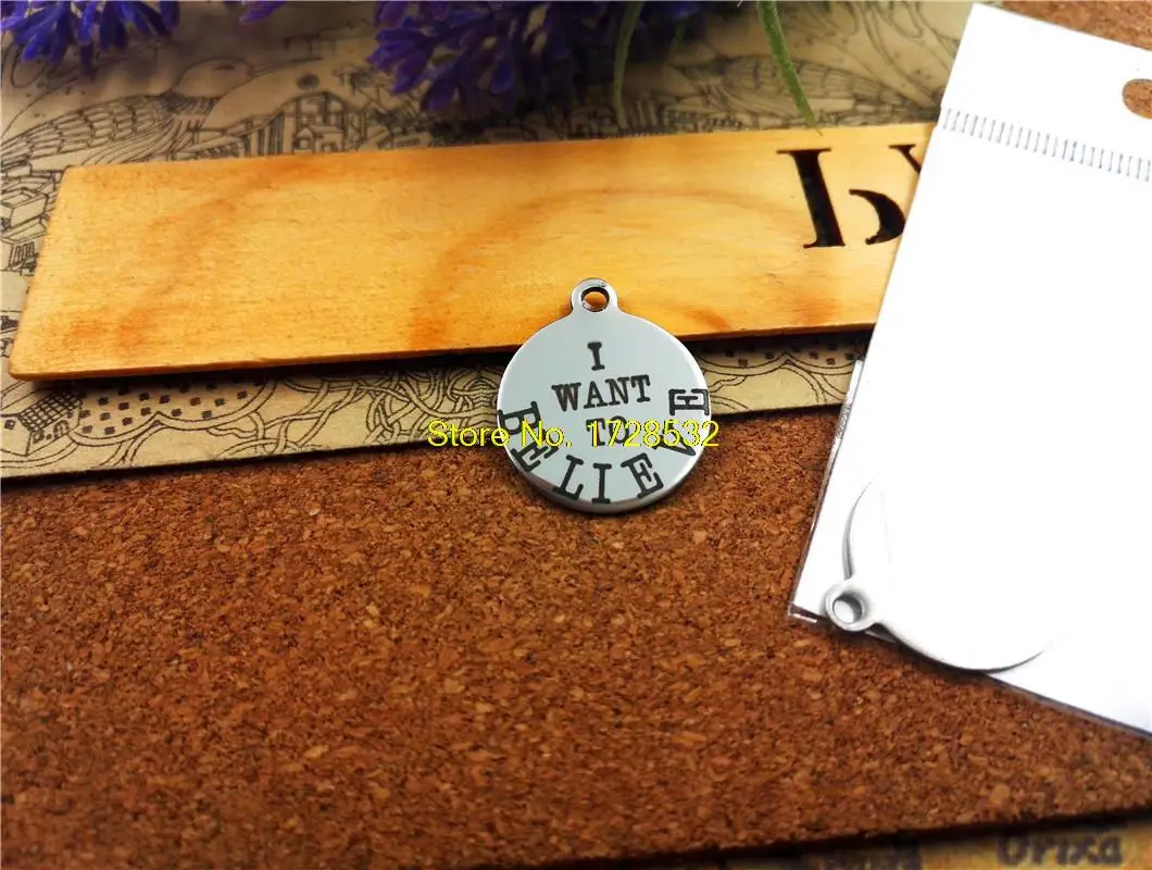 20pcs--20mm stainless steel circle round "I WANT TO BELIEVE" Charms one side DIY Charms Pendants
20pcs--20mm stainless steel circle round "I WANT TO BELIEVE" Charms one side DIY Charms Pendants