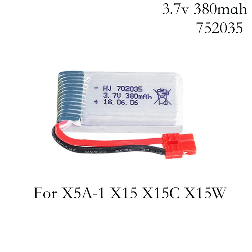 Литий-полимерный аккумулятор 3,7 в, 380 мАч для SYMA X5A-1 X15 X15C X15W, пульт дистанционного управления, Квадрокоптер, вертолет 752035, 3,7 в, 380 мАч, батарея 25c, 1 шт.
Литий-полимерный аккумулятор 3,7 в, 380 мАч для SYMA X5A-1 X15 X15C X15W, пульт дистанционного управления, Квадрокоптер, вертолет 752035, 3,7 в, 380 мАч, батарея 25c, 1 шт.