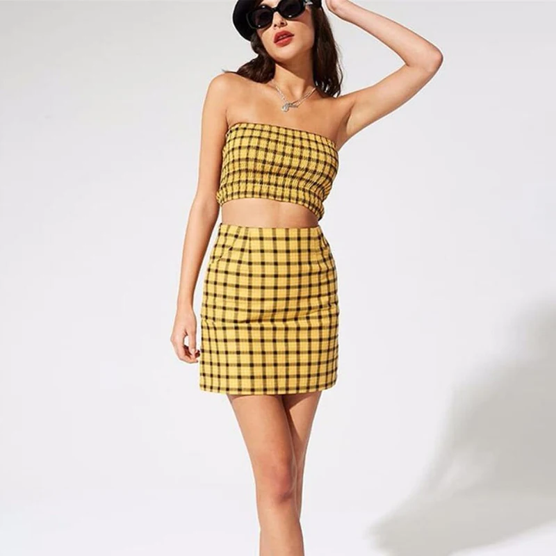 Two Piece Set Sexy Chess Warm-up Sleeveless Sweatshirts For Women's femme Skirt Strapless Top Skirt Hidden Zipper Sexy Women Set
Two Piece Set Sexy Chess Warm-up Sleeveless Sweatshirts For Women's femme Skirt Strapless Top Skirt Hidden Zipper Sexy Women Set