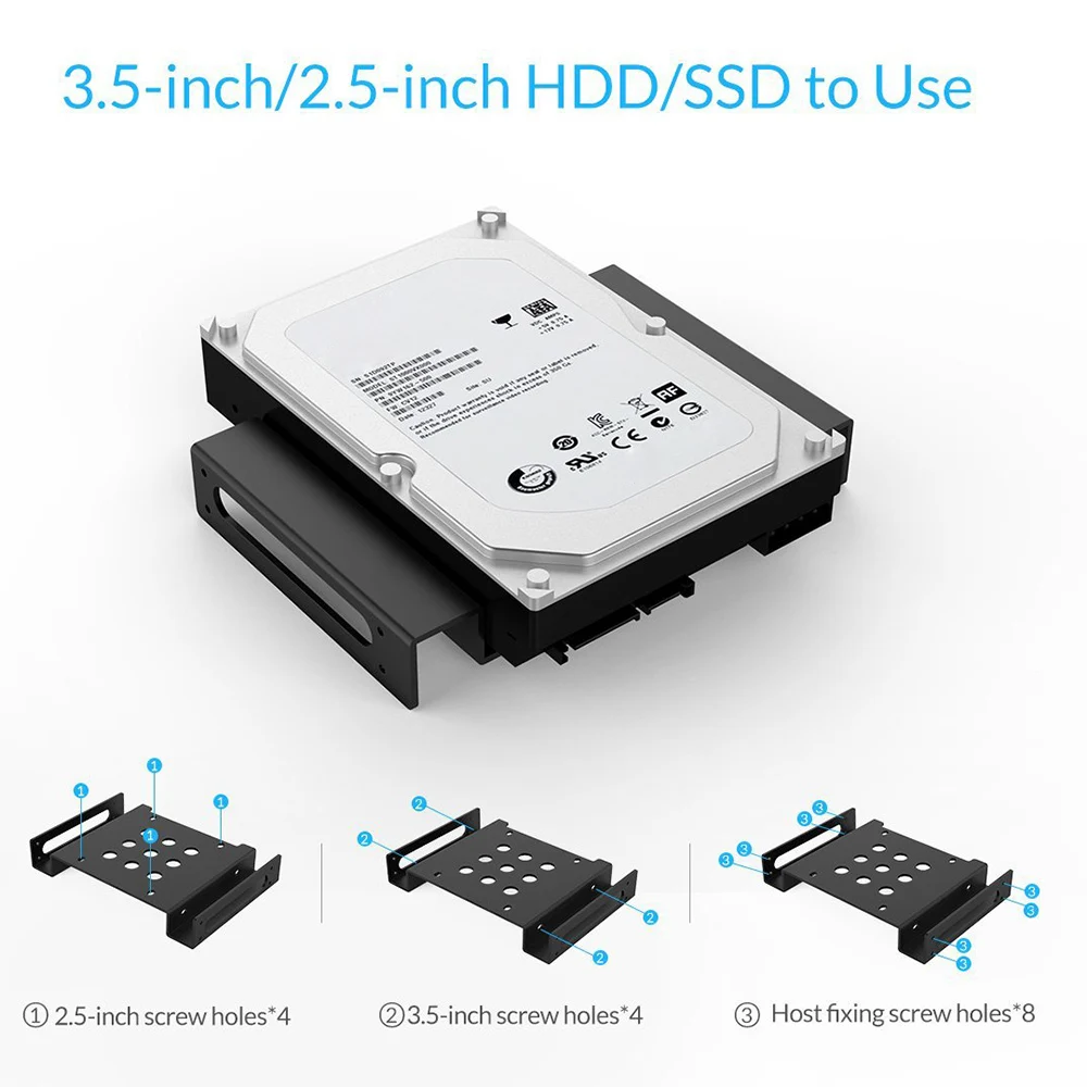 

ORICO Aluminum Internal Hard Drive Disk HDD Enclosure Mounting Bracket 5.25" to 2.5 or 3.5" Mounting Kit with Screws Hdd Case