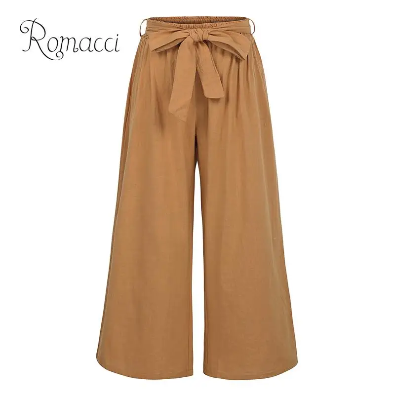 Romacci Women Summer Casual Loose Wide Leg Pants Elastic Waist Trousers Cotton Linen Long Pants Black/Brown/Green Pantalon Femme
Romacci Women Summer Casual Loose Wide Leg Pants Elastic Waist Trousers Cotton Linen Long Pants Black/Brown/Green Pantalon Femme