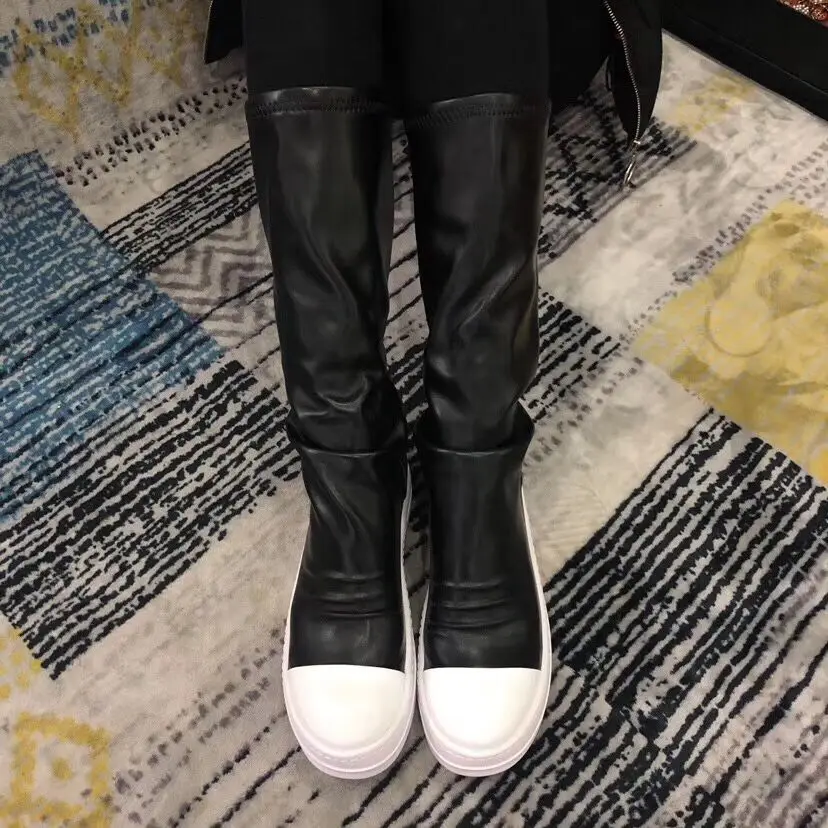 Fashion Casual Boots Mid Heel Black Leather Women Boots Retro Autumn Winter Boots Slip On Mid-calf Boots Shoes Woman Botas Mujer (3)