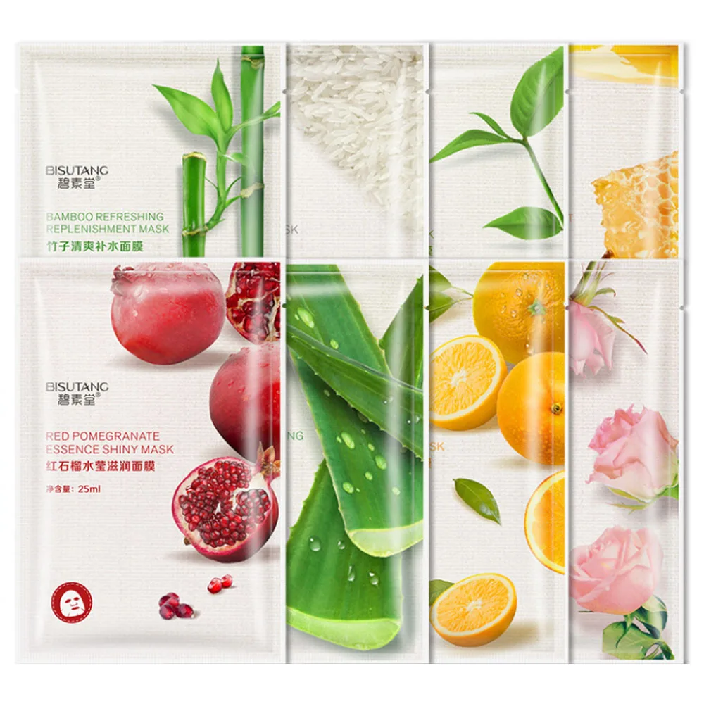 Eight-in-One Facial Mask Rice & Bamboo & Green Tea & Pomegranate & Honey & Rose & Orange & Aloe Vera Sheet Face Mask Skin Care
Eight-in-One Facial Mask Rice & Bamboo & Green Tea & Pomegranate & Honey & Rose & Orange & Aloe Vera Sheet Face Mask Skin Care