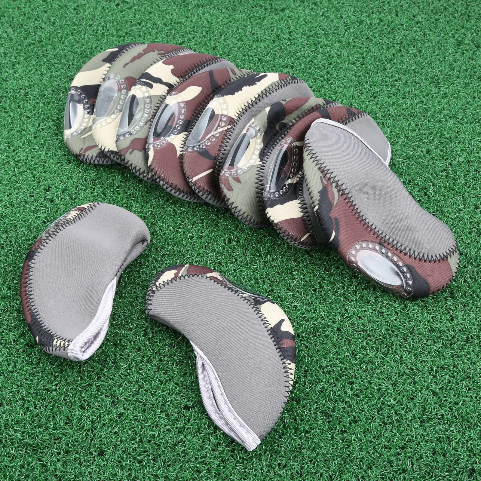10 Pcs/Set Neoprene Golf Club Head Covers With Transparent Plastic Viewing Window for Iron Head Protective Headcovers Camouflage
10 Pcs/Set Neoprene Golf Club Head Covers With Transparent Plastic Viewing Window for Iron Head Protective Headcovers Camouflage