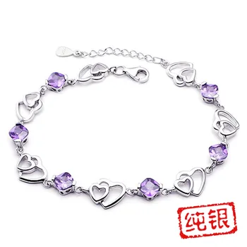 Fashionable Style Women 925 Silver Bracelet Women's Double-Heart Blue Gem stone Bracelet Korean Version Women's Jewelry
Fashionable Style Women 925 Silver Bracelet Women's Double-Heart Blue Gem stone Bracelet Korean Version Women's Jewelry