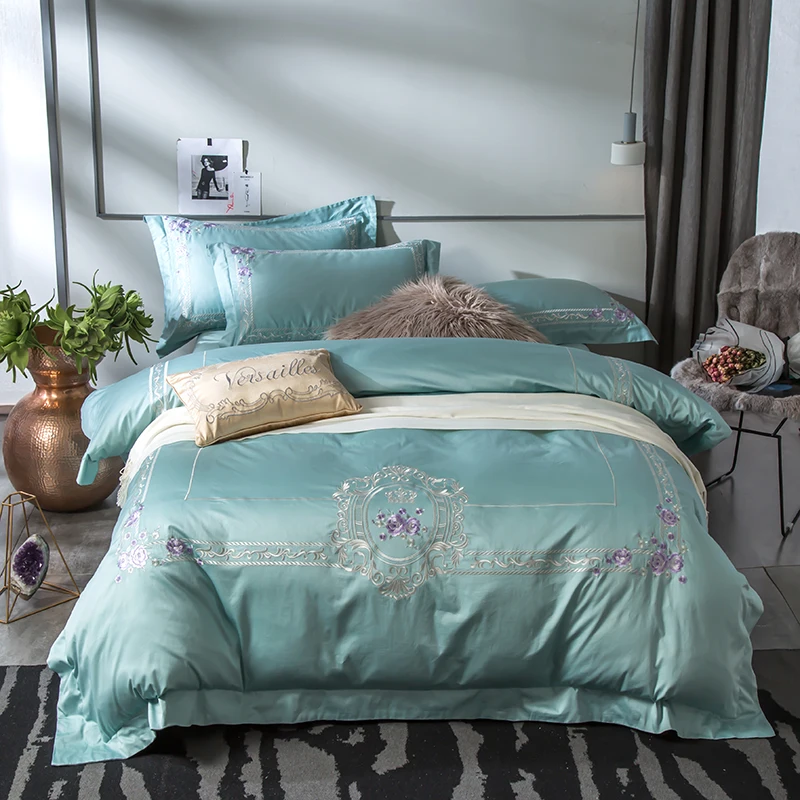Elegant Light Green Embroidery Style 60S Egyptian Cotton Bedding Set Duvet Cover Bed sheet Pillowcases Queen King Size 4PCS
Elegant Light Green Embroidery Style 60S Egyptian Cotton Bedding Set Duvet Cover Bed sheet Pillowcases Queen King Size 4PCS