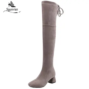 Sgesvier Women Boots Lace Up Thick Heels Over Knee Boots Fashion Woman Shoes Office Ladies Long Boots Footwear Size 28-52 B686
Sgesvier Women Boots Lace Up Thick Heels Over Knee Boots Fashion Woman Shoes Office Ladies Long Boots Footwear Size 28-52 B686