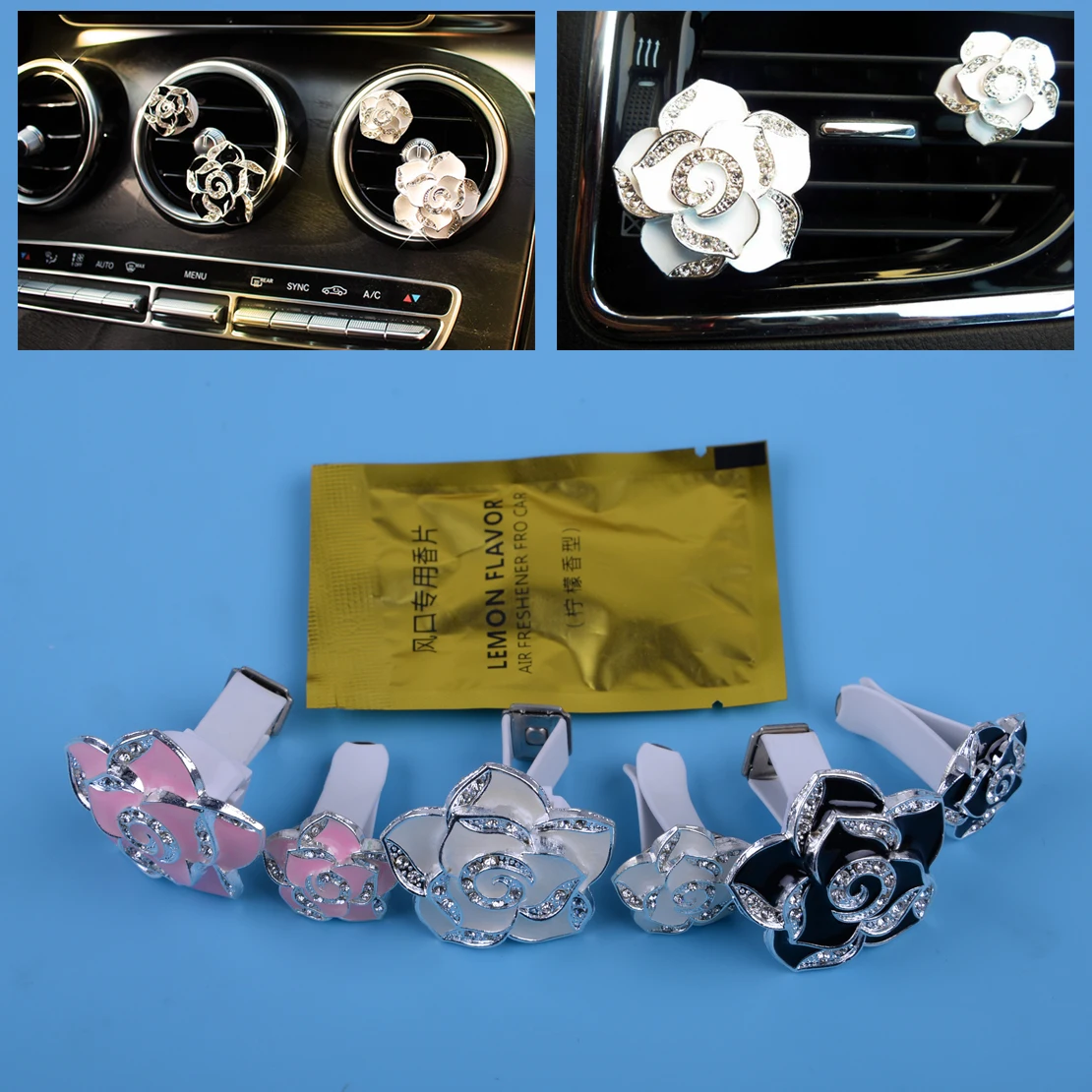 beler 2Pcs Rhinestone Flower with Clip Car Air Vent Perfume Freshener &Dector & Decor Clip Accessory
beler 2Pcs Rhinestone Flower with Clip Car Air Vent Perfume Freshener &Dector & Decor Clip Accessory