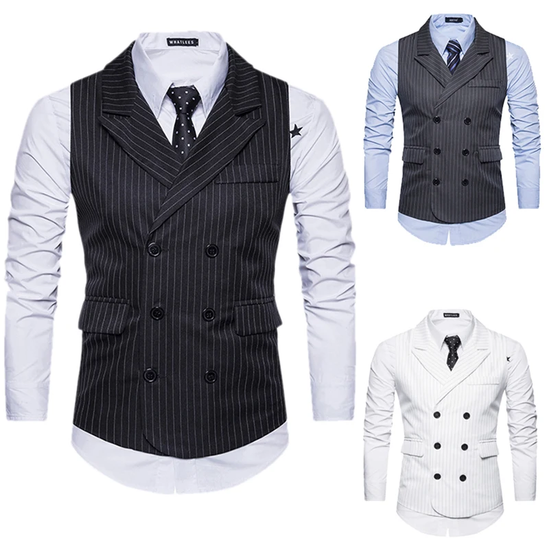 HEFLASHOR Striped suit vest Men Doouble Breasted Wedding Suit waistcoat Vests Sleeveless Business overcoats Vest Dress EU size
HEFLASHOR Striped suit vest Men Doouble Breasted Wedding Suit waistcoat Vests Sleeveless Business overcoats Vest Dress EU size