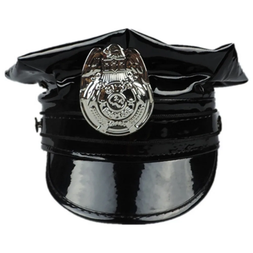 Фото Черная военная шляпа из искусственной кожи восьмиугольная кепка для выступлений