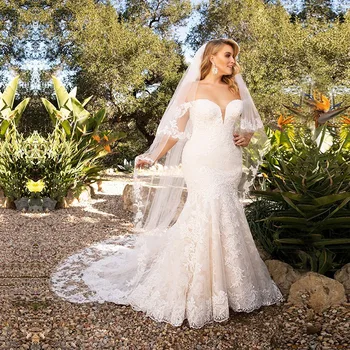Eightale Mermaid Wedding Dresses Plus Size Off the Shoulder Appliques Lace Wedding Gowns Train Bride Dress 2019 vestido novia
Eightale Mermaid Wedding Dresses Plus Size Off the Shoulder Appliques Lace Wedding Gowns Train Bride Dress 2019 vestido novia