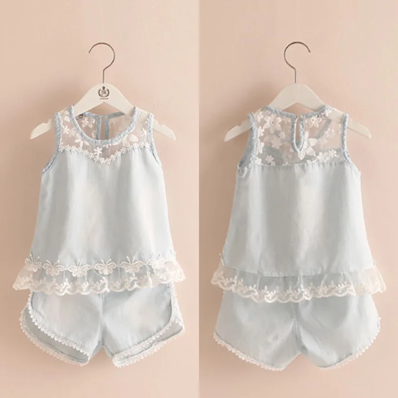 2021 Summer 2-10T Years Old Kids Baby Girls Clothes Birthday Lace Flower Patchwork Vest T Shirt+Shorts Denim Blue 2 Piece Sets
2021 Summer 2-10T Years Old Kids Baby Girls Clothes Birthday Lace Flower Patchwork Vest T Shirt+Shorts Denim Blue 2 Piece Sets