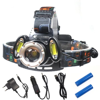 Super Bright Headlight 4 Modes LED Headlamp 8000LM T6 + 2COB Rechargeable Zoom Headlight For Hunting Camping 18650 Battery
Super Bright Headlight 4 Modes LED Headlamp 8000LM T6 + 2COB Rechargeable Zoom Headlight For Hunting Camping 18650 Battery