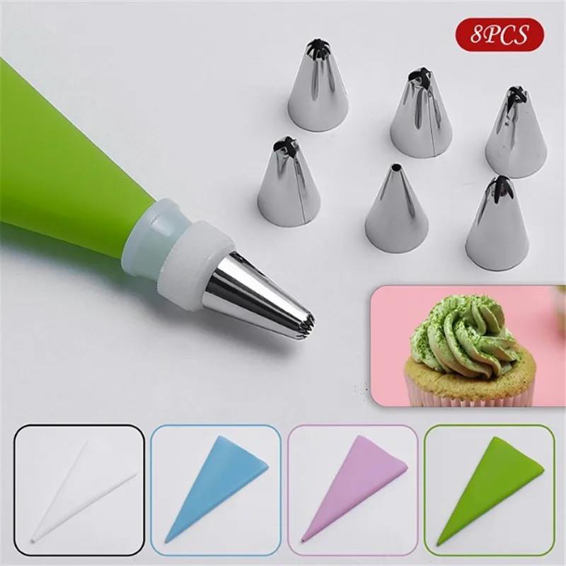 8 PCS/Set Silicone Kitchen Accessories Icing Piping Cream Pastry Bag 6 Stainless Steel Nozzle Set DIY Cake Decorating Tips Set
8 PCS/Set Silicone Kitchen Accessories Icing Piping Cream Pastry Bag 6 Stainless Steel Nozzle Set DIY Cake Decorating Tips Set