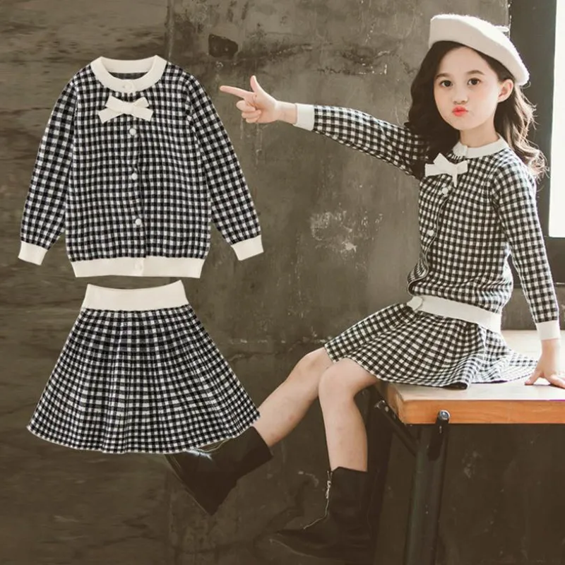 DFXD Teenage Girl Clothing Set 2019 New Autumn Children Long Sleeve Houndstooth Cardigan Sweater+Skirt 2pc Princess Outfit 3-12Y
DFXD Teenage Girl Clothing Set 2019 New Autumn Children Long Sleeve Houndstooth Cardigan Sweater+Skirt 2pc Princess Outfit 3-12Y