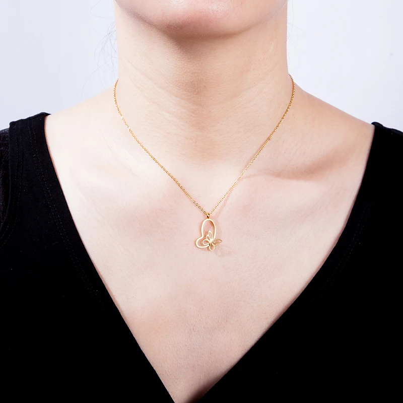 New Heart Shaped Butterfly Necklace Stainless Steel Golden Angel Wings Female Girl Clavicle Chain Fashion Pendant Jewelry Gift
New Heart Shaped Butterfly Necklace Stainless Steel Golden Angel Wings Female Girl Clavicle Chain Fashion Pendant Jewelry Gift
