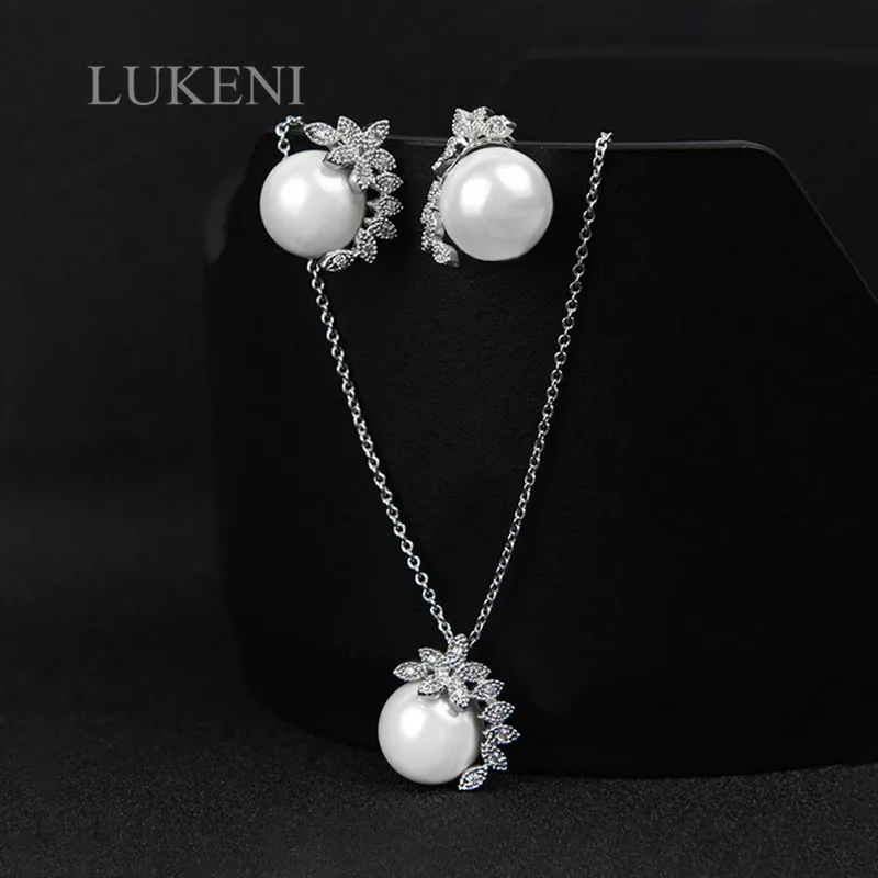 LUKENI New Romantic White Color CZ Leaf Cubic Zircon Pearl Pendant Necklaces And Earring Jewelry Set Jewelry
LUKENI New Romantic White Color CZ Leaf Cubic Zircon Pearl Pendant Necklaces And Earring Jewelry Set Jewelry