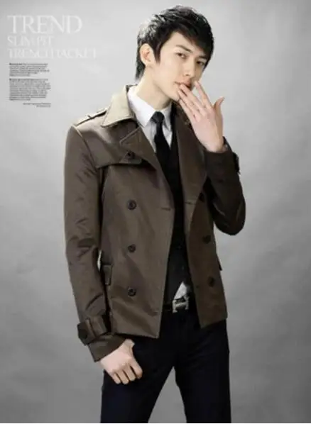 XS-3XL HOT New Male trench coat Korean men's clothing spring and autumn slim short trench design double breasted coats outerwear
XS-3XL HOT New Male trench coat Korean men's clothing spring and autumn slim short trench design double breasted coats outerwear