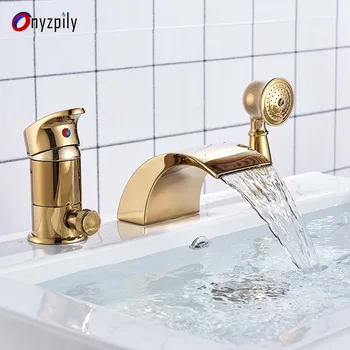 Free Shipping 3 pcs Golden Brass Deck Mounted Bathroom Mixer Tap Bath Basin Sink Vanity Faucet Water Tap Bath Faucets
Free Shipping 3 pcs Golden Brass Deck Mounted Bathroom Mixer Tap Bath Basin Sink Vanity Faucet Water Tap Bath Faucets