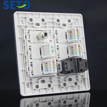 SeTo 120 Type Two Hole Power Socket + Three Cat5e Network + Cat3 Tel + TV Panel Outlet Wall Plate Keystone Faceplate
SeTo 120 Type Two Hole Power Socket + Three Cat5e Network + Cat3 Tel + TV Panel Outlet Wall Plate Keystone Faceplate