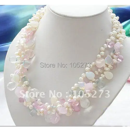3ROWS 18''INCHS WHITE PEARL PINK CRYSTAL OPAL DRIP NECKLACE FASHION WOMAN'S JEWELRY Handmade Real Baroque Pearl Gemstones
3ROWS 18''INCHS WHITE PEARL PINK CRYSTAL OPAL DRIP NECKLACE FASHION WOMAN'S JEWELRY Handmade Real Baroque Pearl Gemstones
