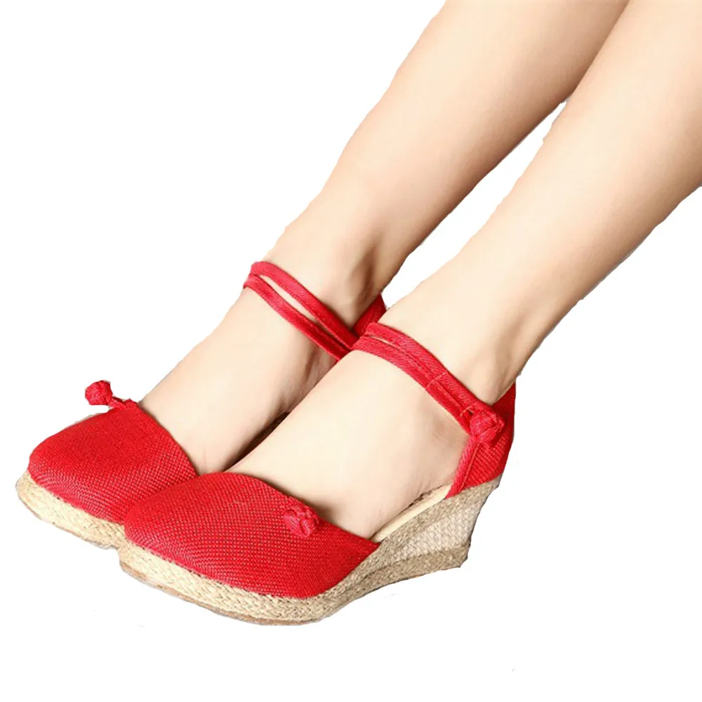 2019 New Women Casual Linen Canvas Wedge Sandals Summer Solid Color Close Toe Ankle Strap Med Heel Ladies Platform Pump Shoes
2019 New Women Casual Linen Canvas Wedge Sandals Summer Solid Color Close Toe Ankle Strap Med Heel Ladies Platform Pump Shoes