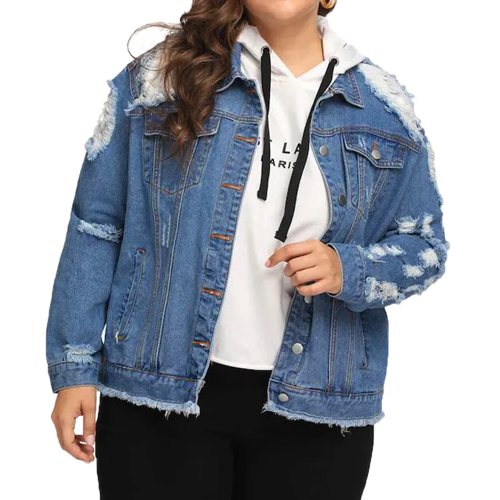 Solid Hole Button Jean Jacket for Women Plus Size Casual Blue Fashionable Women Coats Female outwear Denim Feminine z0703
Solid Hole Button Jean Jacket for Women Plus Size Casual Blue Fashionable Women Coats Female outwear Denim Feminine z0703