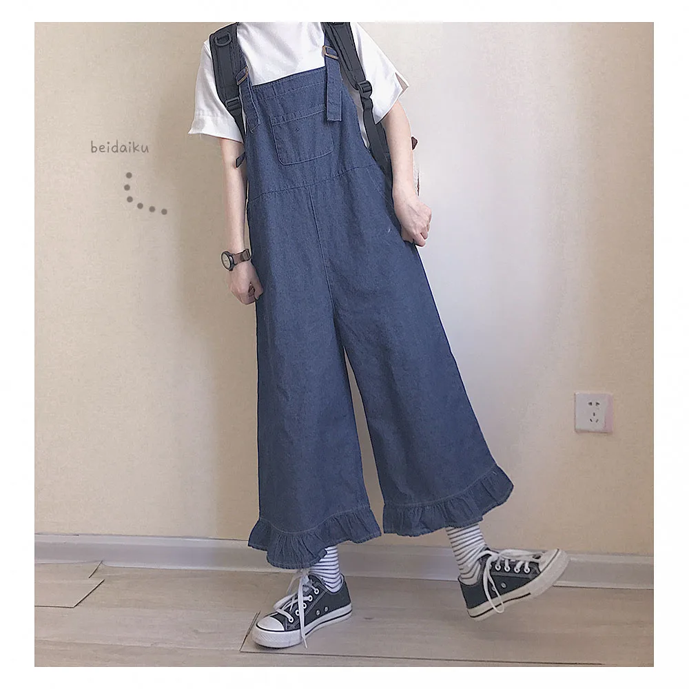 Japanese Big Size Denim Overalls Jumpsuit Women Casual Ruffle Solid Wide Leg Pants Retro Strapless Playsuits Oversized Jeans
Japanese Big Size Denim Overalls Jumpsuit Women Casual Ruffle Solid Wide Leg Pants Retro Strapless Playsuits Oversized Jeans