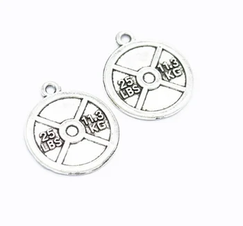 80pcs Exquisite Dumbbell plate charms pendants 23*20MM 25LBS antique silver bronze alloy Handmade earring bracelet necklace
80pcs Exquisite Dumbbell plate charms pendants 23*20MM 25LBS antique silver bronze alloy Handmade earring bracelet necklace