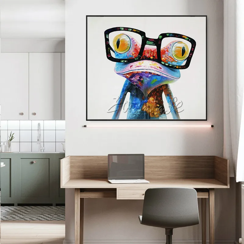 

Frog Pop art Oil painting Quadros Cuadros Decoracion on Canvas Wall Art Pictures For Living Room Modern Animal Hand Painted