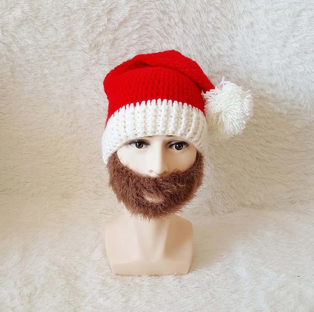 

2019 Autumn and Winter New Style Men and Women Big Beard Cap Christmas Wool Hat, Unisex Handmade Knitting Hat Santa Claus Hats