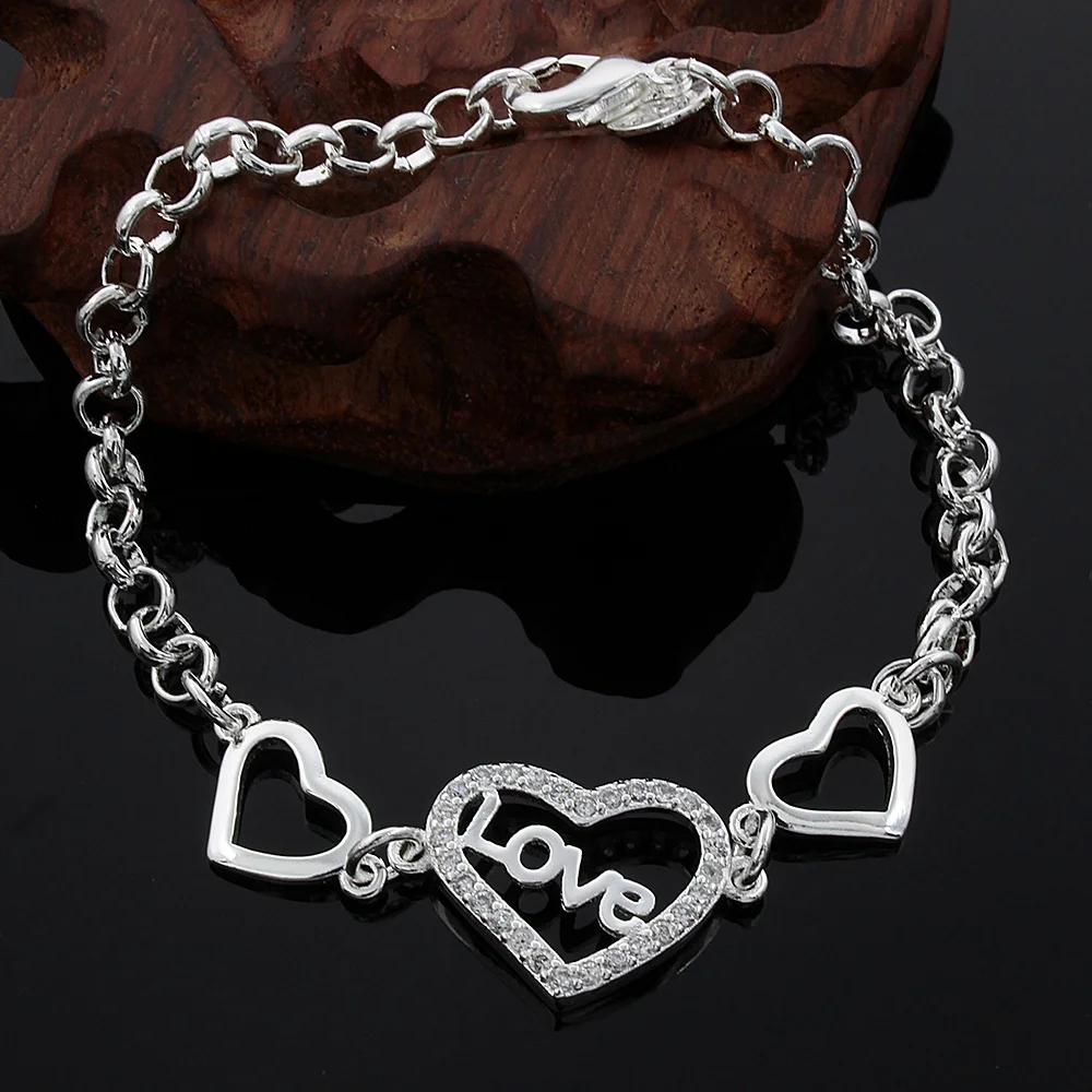 New wholesale charm fashion women High quality silver color classic simple bracelet jewelry sweet style free shipping
New wholesale charm fashion women High quality silver color classic simple bracelet jewelry sweet style free shipping